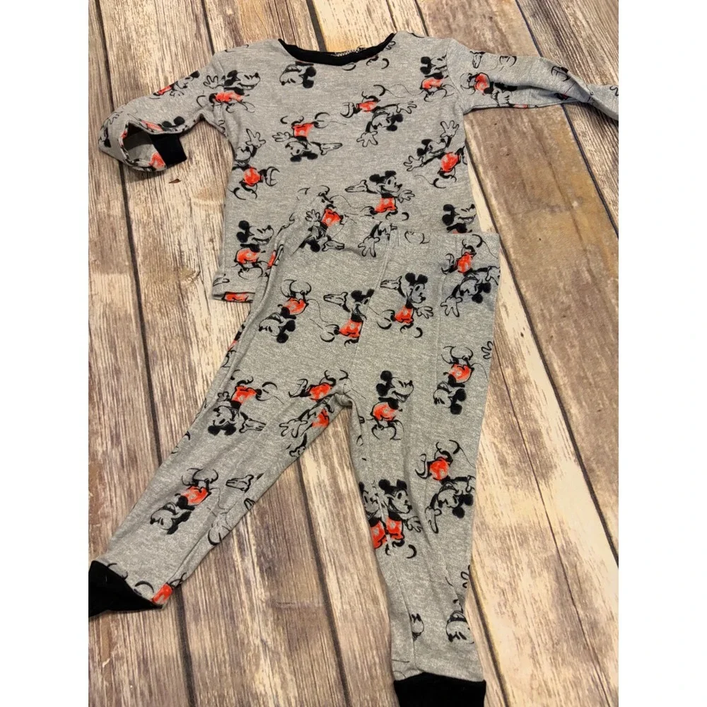 Disney Junior Mickey Mouse Toddler‎ Pajama Set Gray Long Sleeve Pants 2T Cotton